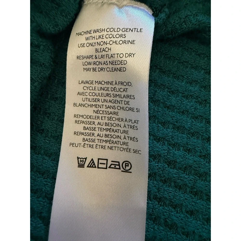 Free People White Mixed‎ Knit Henley Thermal Long Sleeve Top Aqua Size S